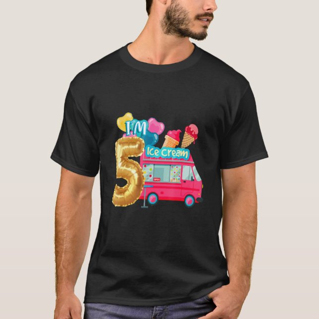 Camiseta Framboesa Rosa-sorvete Morango Morango Ice Crea (Frente)
