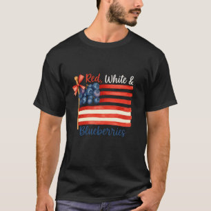 Camiseta Framboesas Vermelhas Brancas & Azuis Bandeira Amer