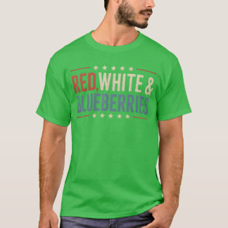 Camiseta Framboesas Vermelhas Brancas e Azuis EUA Patriótic