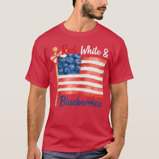 Camiseta Framboesas Vermelhas Brancas e Azuis Patriota Libe