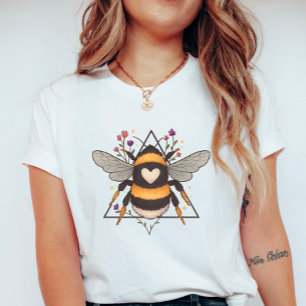 Camiseta Frame Floral Bumblebee; Bela Coração Bonita Verão