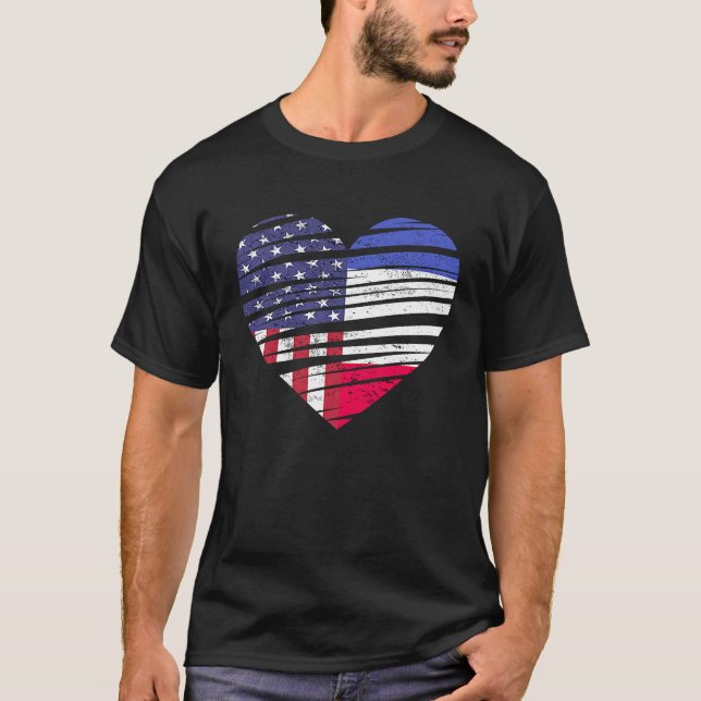 Camiseta França American Grown Hearwn USA Patriot Heritage  (Frente)