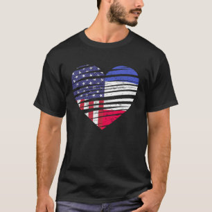 Camiseta França Coração Americano Cultivado Patriotismo Her