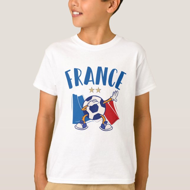 Camiseta França Dabbing Soccer Bola Sinalizador 2 estrelas (Frente)