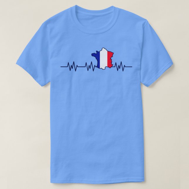 Camiseta França Flag Heartbeat Pulse French (Frente do Design)