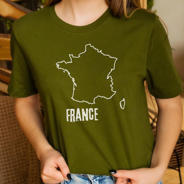 Camiseta França — Mapa da Forma Contorno da Fronteira Franc (Criador carregado)