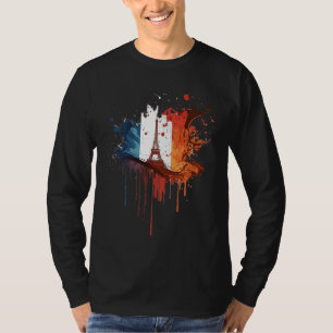 Camiseta França Paris Abstrato Mancha Bandeira Francesa Tor