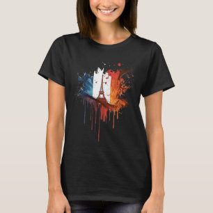 Camiseta França Paris Abstrato Salpico Bandeira Francesa To