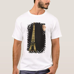 Camiseta França, Paris. Torre Eiffel à noite com