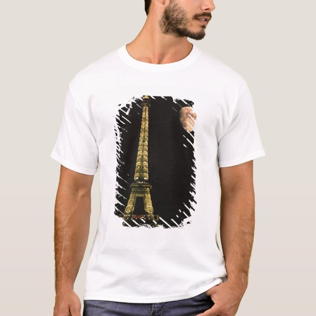 Camiseta França, Paris. Torre Eiffel à noite com (Frente)