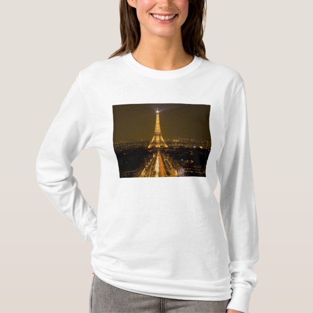 Camiseta França, Paris. Visão noturna da Torre Eiffel (Frente)