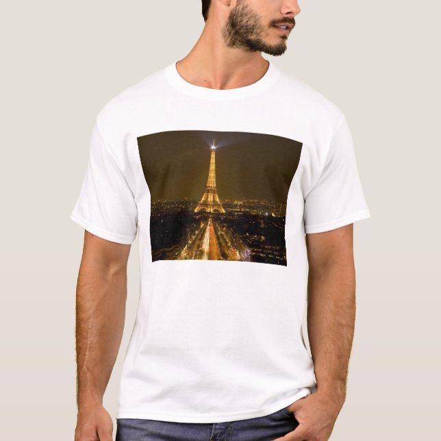 Camiseta França, Paris. Visão noturna da Torre Eiffel (Frente)