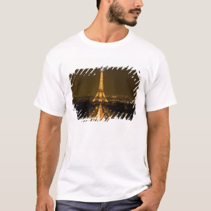 Camiseta França, Paris. Visão noturna da Torre Eiffel