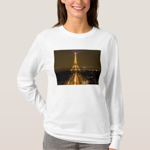 Camiseta França, Paris. Vista noturna da Torre Eiffel