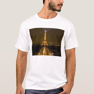 Camiseta França, Paris. Vista noturna da Torre Eiffel