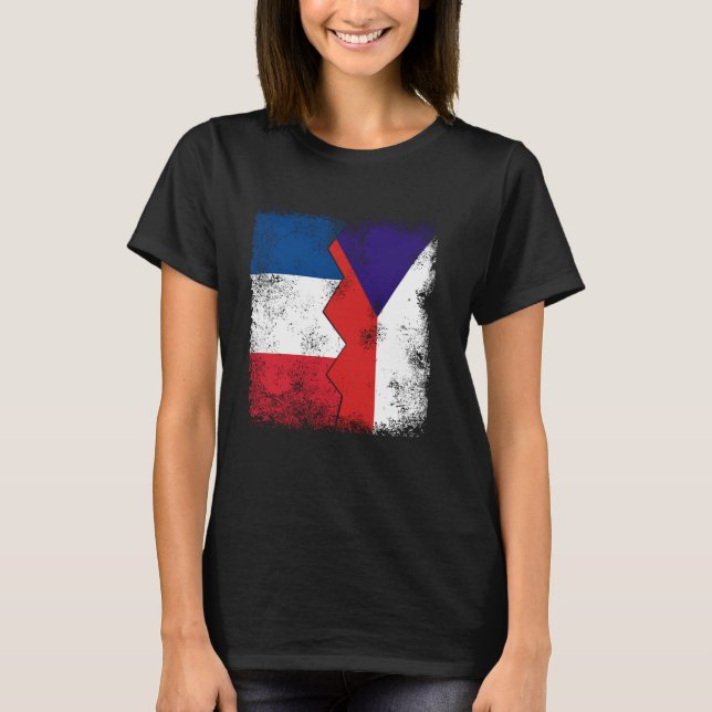 Camiseta França República Checa Sinaliza Metade da Raiz Fra (Frente)