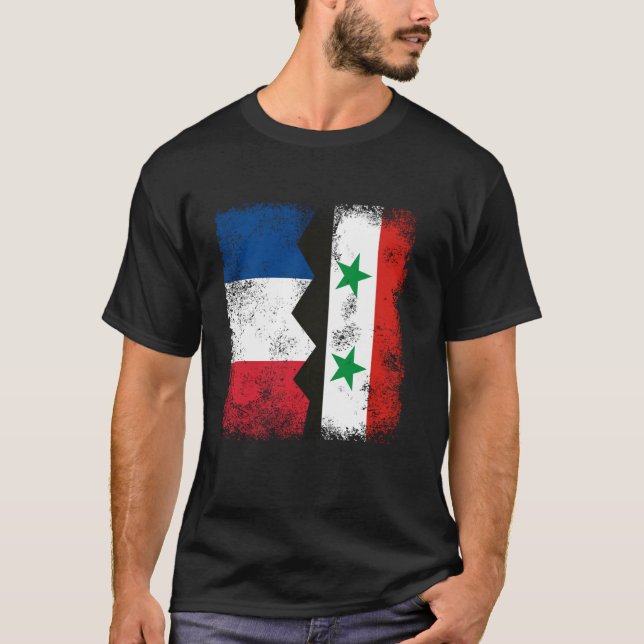 Camiseta França Síria Sinaliza Metade das Raízes Francesas  (Frente)