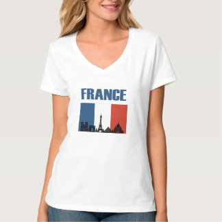 Camiseta França Viagem - Paris City Skyline French Flag