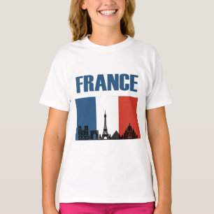 Camiseta França Viagem - Paris City Skyline French Flag