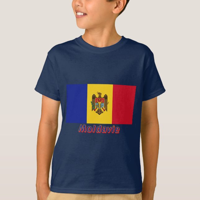Camiseta Français de Drapeau Moldavie avec le nom en (Frente)