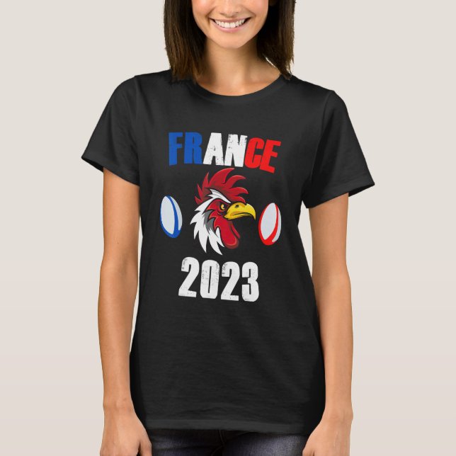 Camiseta France 2023 Rugby Supporter World  Humor Cockerel (Frente)