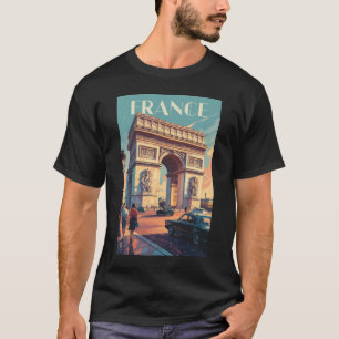 Camiseta France Arc de Triomphe Viagem Art Vintage