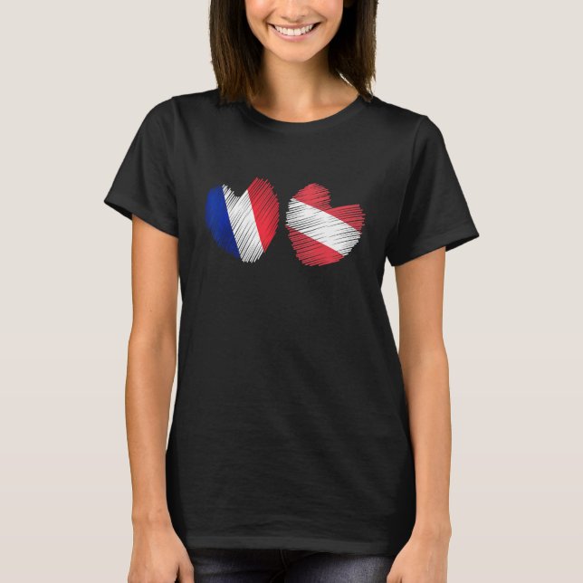 Camiseta France Austria Heart French Flag Austrian Flag Gru (Frente)