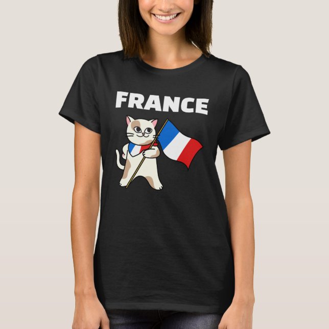 Camiseta France Flag Cat French Colors Kitten (Frente)