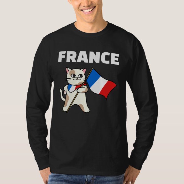 Camiseta France Flag Cat French Colors Kitten (Frente)