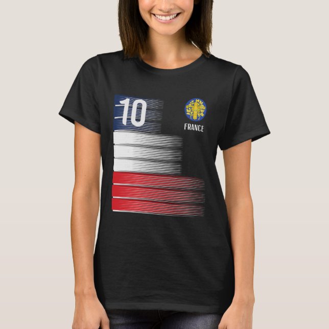 Camiseta France Flag Number 10 French Soccer Men Women Boys (Frente)