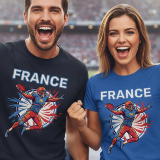 Camiseta France Football Dynamic Quarterback Patriotic Art