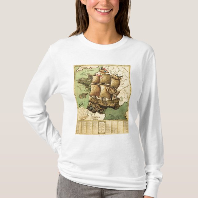 Camiseta France representou como um mapa de ShipPanoramic (Frente)