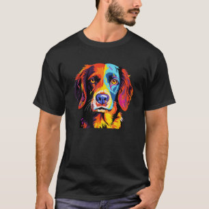 Camiseta Francês Brittany Spaniel Mãe Pai Cachorro Face Pop