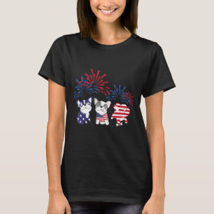 Camiseta Francês Buldogue Americano Flag Frenchie Fireworks