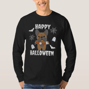 Camiseta Francês Buldogue Feliz Cachorro de Halloween