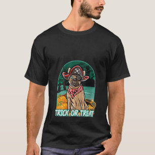 Camiseta Francês Buldogue Feliz Halloween Pirata V Ne