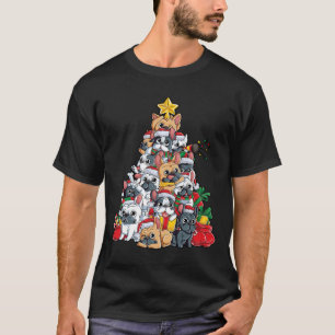 Camiseta Francês Buldogue Natal Xmas Tree Dog Garotas