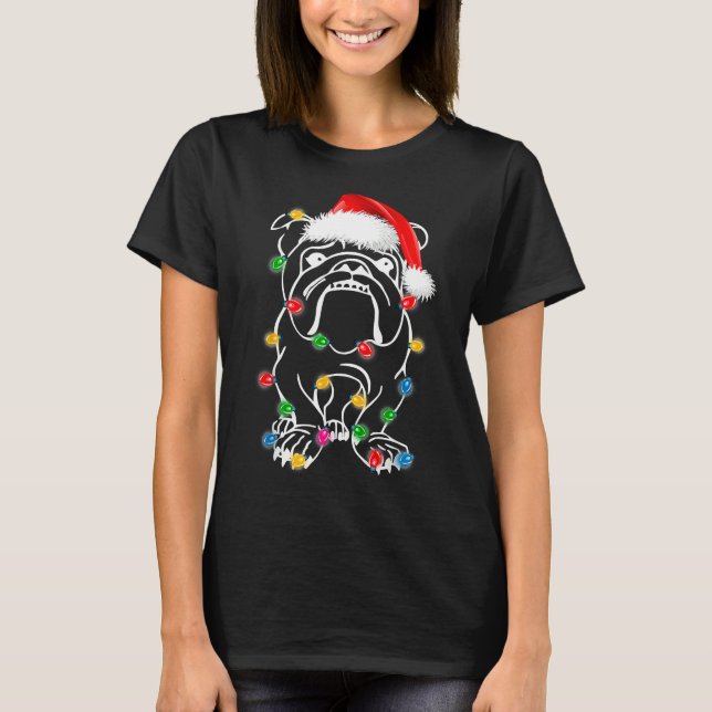 Camiseta Francês Buldogue O Natal Acende Cão (Frente)