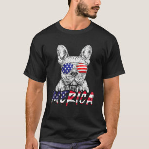 Camiseta Francês Bulldog Americano Flag Merica 4th Of Jul