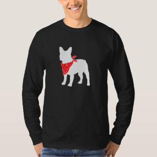 Camiseta Francês Bulldog Cachorro Vestindo Red Bandana