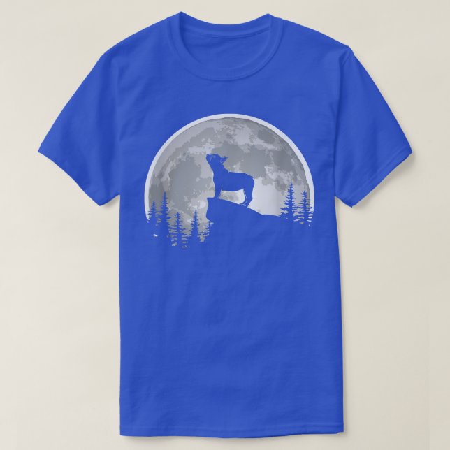 Camiseta Francês Bulldog Frenchie Howling Moon  (Frente do Design)