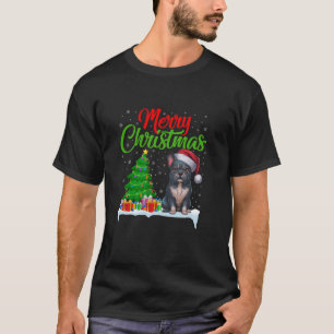 Camiseta Francês Cachorro Árvore de Natal Luz Xmas Frenchie