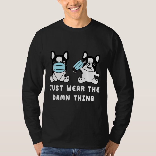 Camiseta Francês Cachorro Rosto Mascarado Francês (Frente)