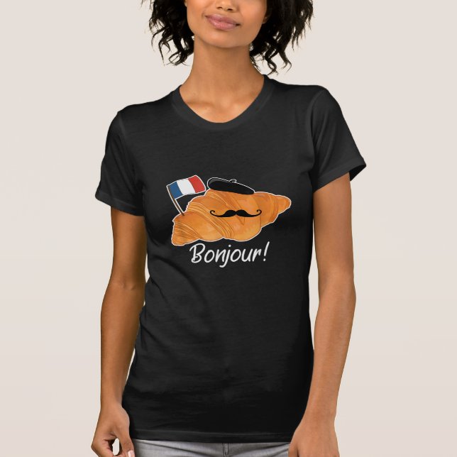 Camiseta Francês Croissant Lover França Bandeira Francófilo (Frente)