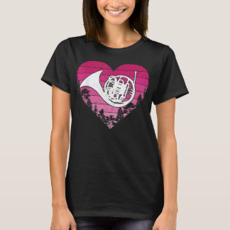 Camiseta Francês Horn Music Lover Vintage Heart French Horn