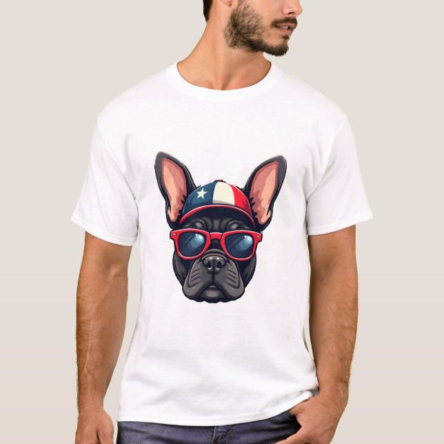 Camiseta Francês Vestindo as Cores dos EUA (5) (Frente)