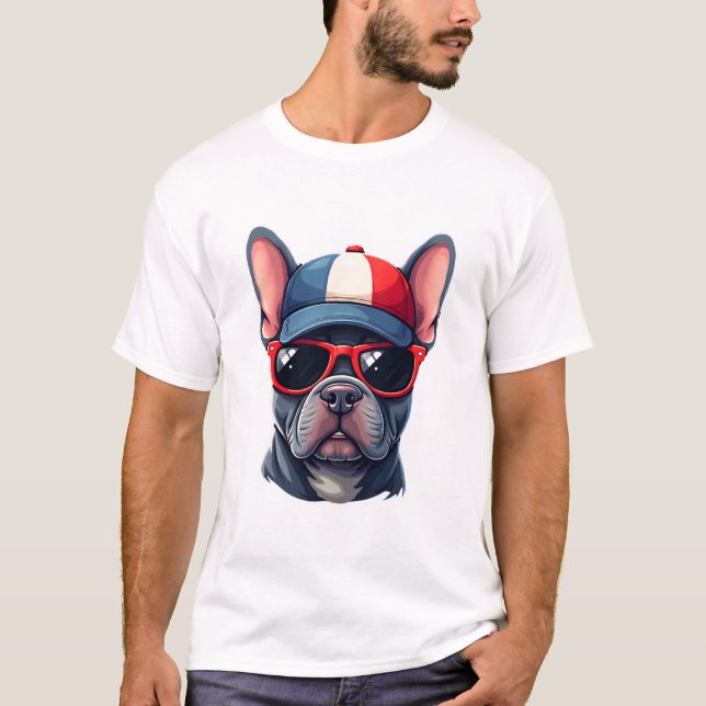 Camiseta Francês Vestindo Cores dos EUA (Frente)