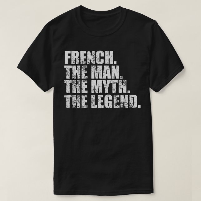 Camiseta FrancêsNome da família Francês sobrenome Francês F (Frente do Design)