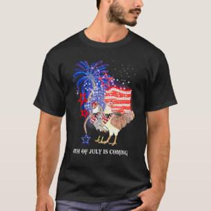 Camiseta Frango 4 De Julho Está Chegando Bandeira Americana