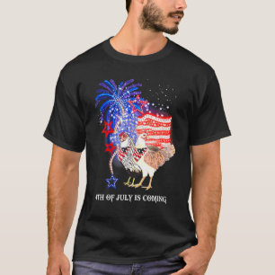 Camiseta Frango 4 De Julho Está Chegando Bandeira Americana